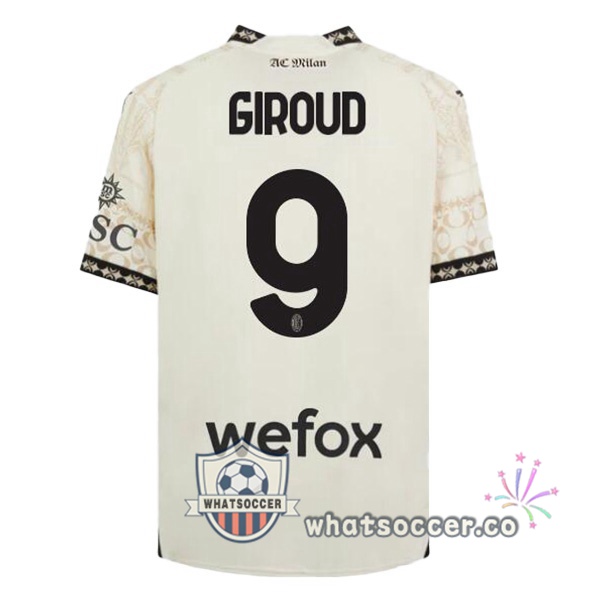 AC Milan (Giroud 9) Four Soccer Jerseys Yellow 2023-2024