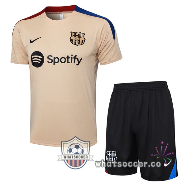 FC Barcelona Training T-Shirts + Shorts Yellow 2024-2025