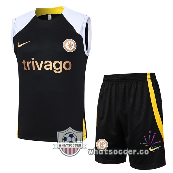 FC Chelsea Soccer Vest + Shorts Black White 2024-2025