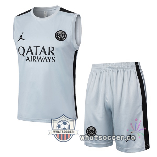 Paris PSG Soccer Vest + Shorts Gray 2024-2025