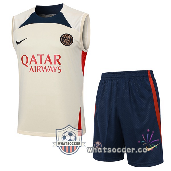 Paris PSG Soccer Vest + Shorts Yellow 2024-2025
