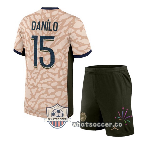 Paris PSG (Danilo 15) Kids Four Soccer Jerseys Rose 2023-2024