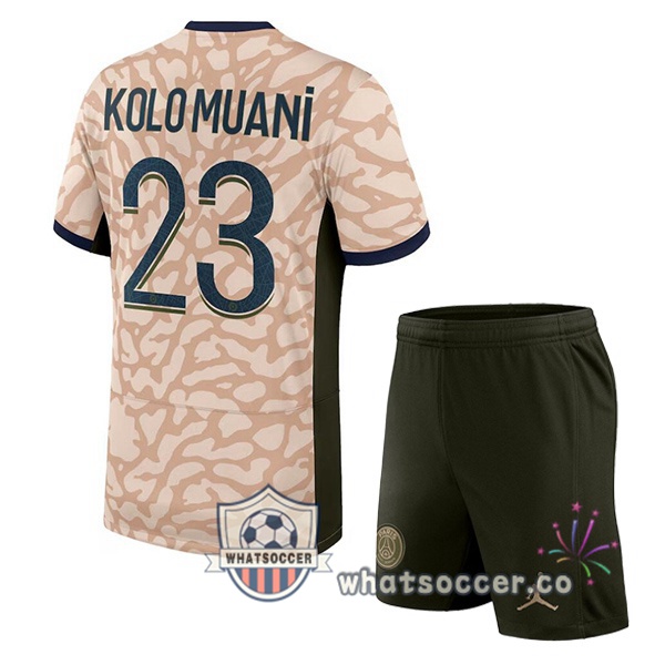 Paris PSG (Kolo Muani 23) Kids Four Soccer Jerseys Rose 2023-2024
