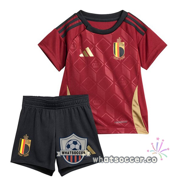 Belgium Kids Home Soccer Jerseys Red 2024-2025