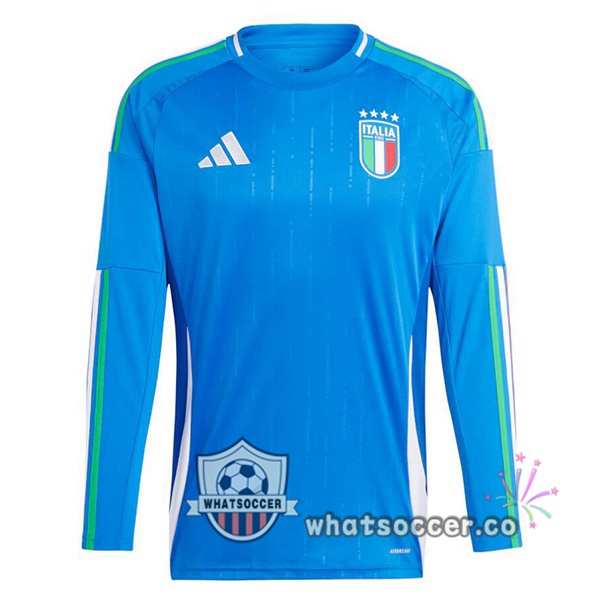 Italy Home Soccer Jerseys Long Sleeve Blue 2024-2025