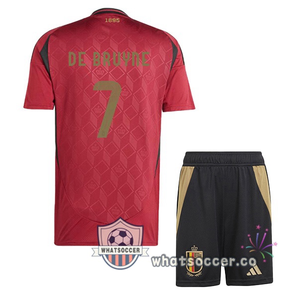 Belgium (DE BRUYNE 7) Kids Home Soccer Jerseys Red 2024-2025