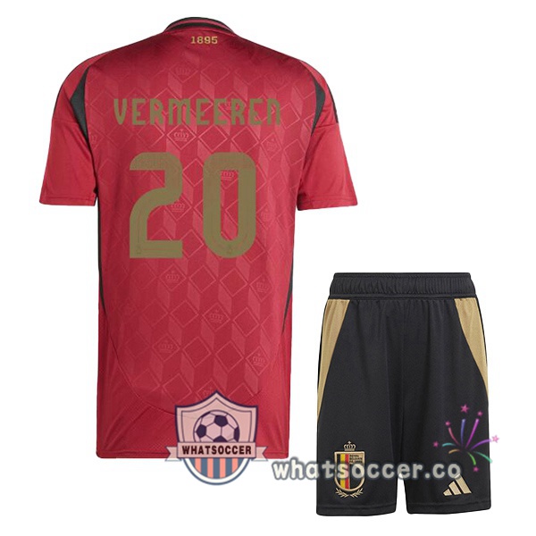Belgium (VERMEEREN 20) Kids Home Soccer Jerseys Red 2024-2025
