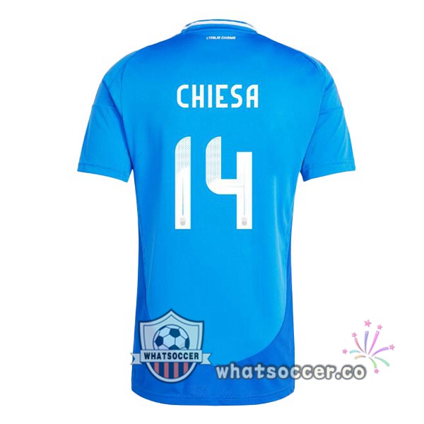 Italy (CHIESA 14) Home Soccer Jerseys Blue 2024-2025