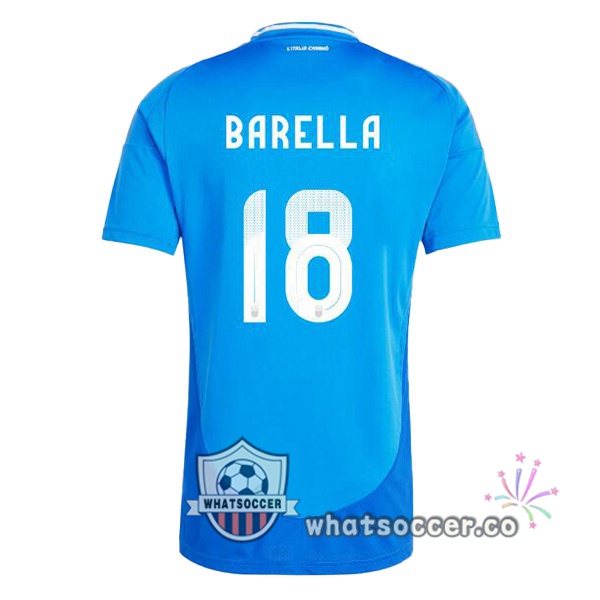 Italy (BARELLA 18) Home Soccer Jerseys Blue 2024-2025