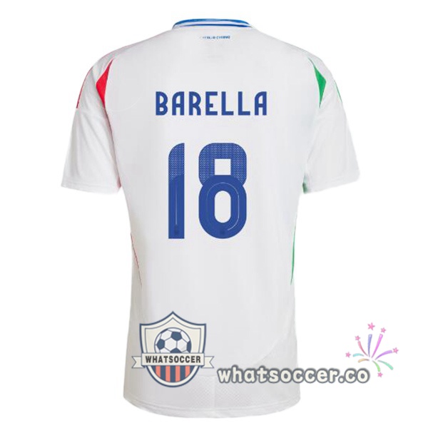 Italy (BARELLA 18) Away Soccer Jerseys White 2024-2025