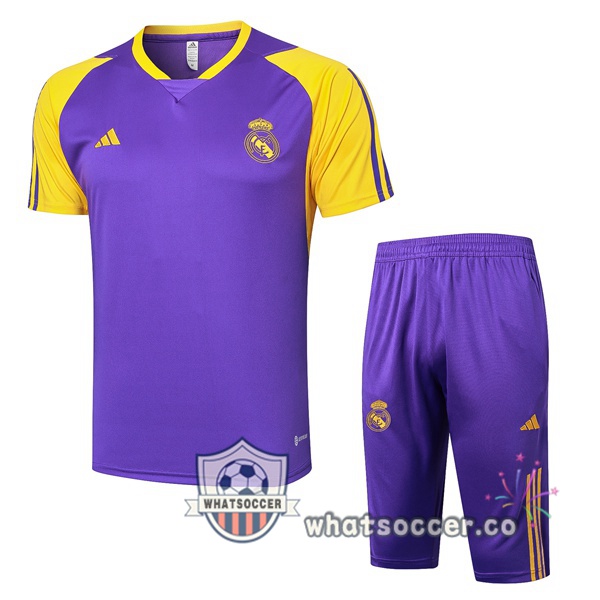 Real Madrid Training T-Shirts + Shorts Purple 2024-2025
