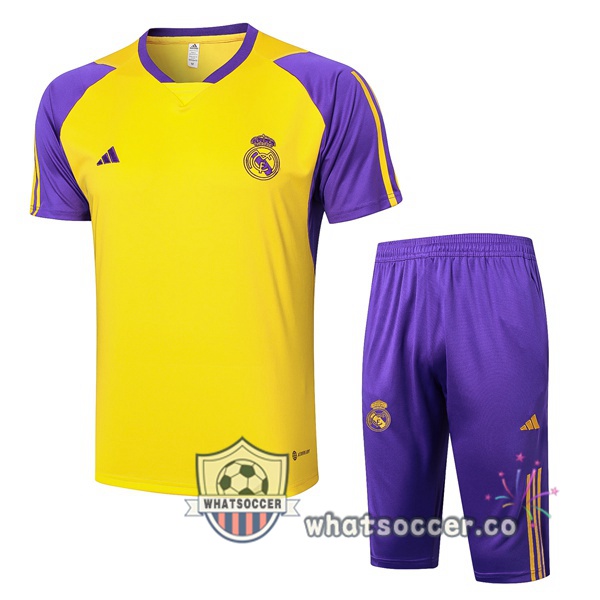 Real Madrid Training T-Shirts + Shorts Yellow 2024-2025