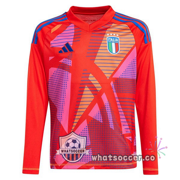 Italy Goalkeeper Soccer Jerseys Long Sleeve Red 2024-2025