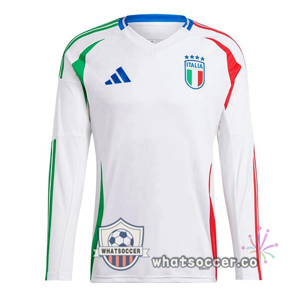 Italy Away Soccer Jerseys Long Sleeve White 2024-2025