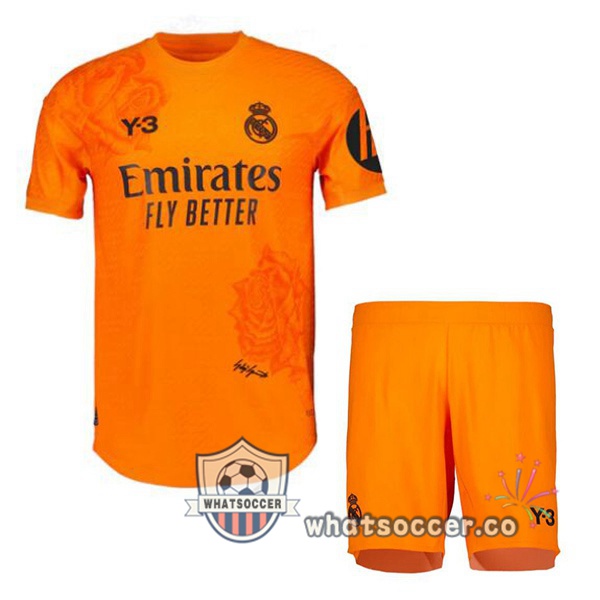 Real Madrid Kids Goalkeeper Soccer Jerseys Orange 2023-2024