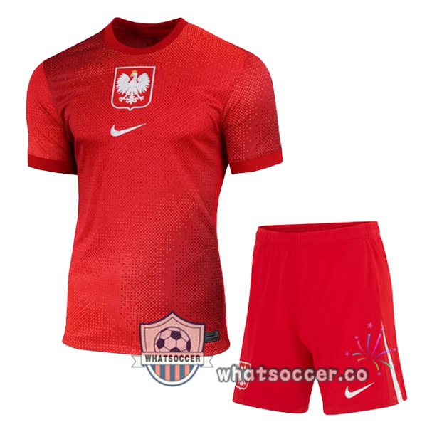 Poland Kids Away Soccer Jerseys Red 2024-2025