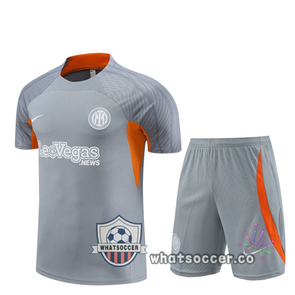 Inter Milan Training T-Shirts + Shorts Gray 2024-2025
