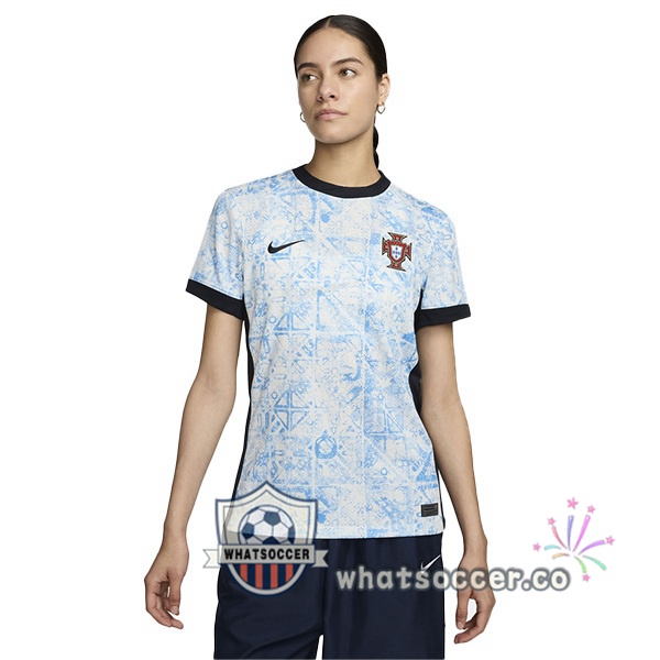 Portugal Women Away Soccer Jerseys Blue White 2024-2025