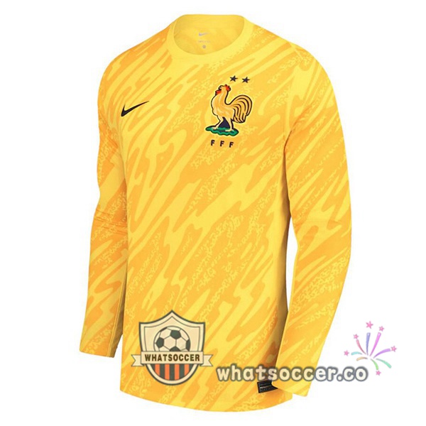 France Goalkeeper Soccer Jerseys Long Sleeve Yellow 2024-2025