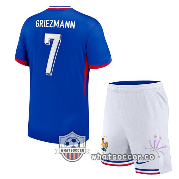 France (GRIEZMANN 7) Kids Home Soccer Jerseys Blue 2024-2025
