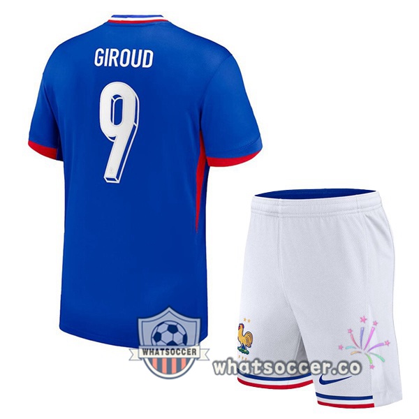 France (Giroud 9) Kids Home Soccer Jerseys Blue 2024-2025