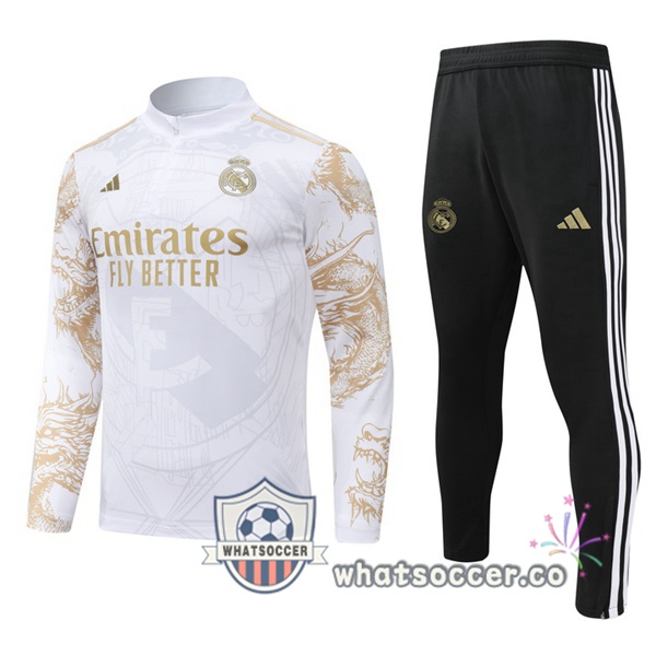 Tracksuit Real Madrid White Yellow 2024-2025