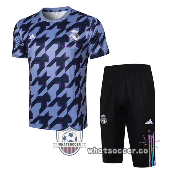 Real Madrid Training T-Shirts + Shorts Black Blue 2024-2025