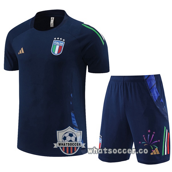 Italy Training T-Shirts + Shorts Blue Royal 2024-2025