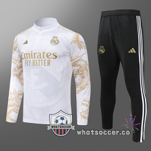 Tracksuit Real Madrid Kids White Yellow 2024-2025