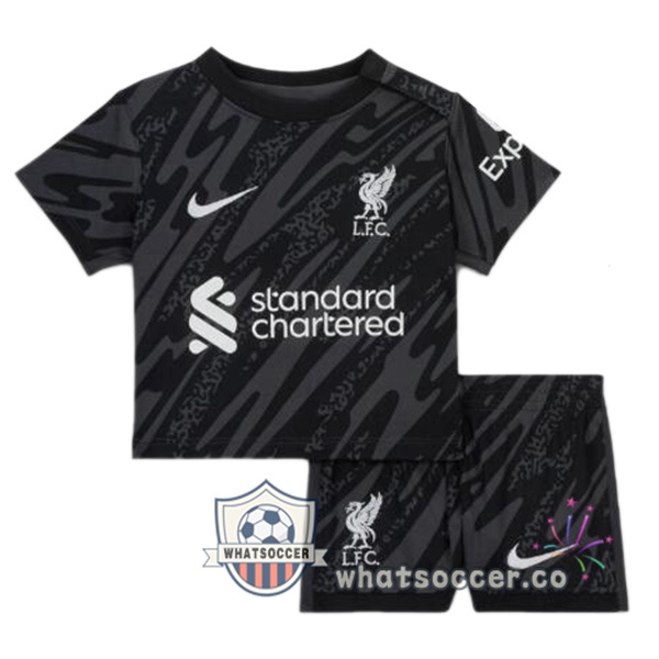 FC Liverpool Kids Goalkeeper Soccer Jerseys Black 2024-2025