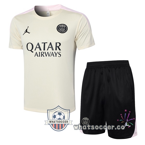 Paris PSG Training T-Shirts + Shorts Yellow 2024-2025