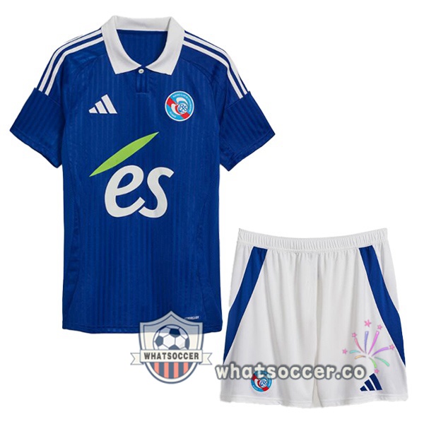 RC Strasbourg Alsace Kids Home Soccer Jerseys Blue 2024-2025