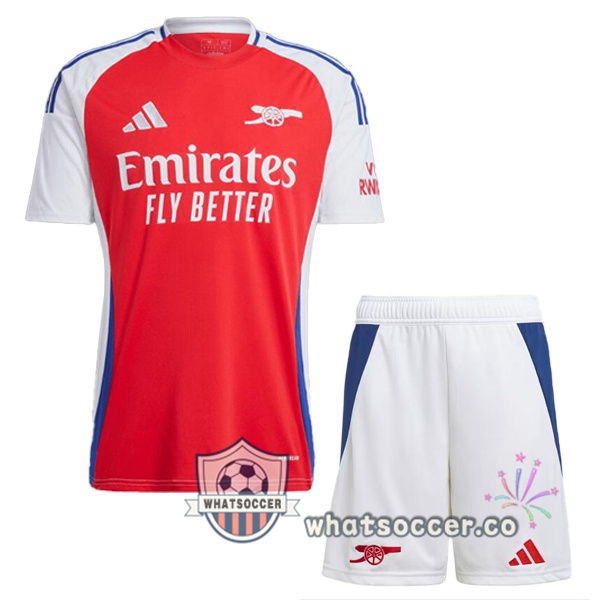 Arsenal Kids Home Soccer Jerseys Red White 2024-2025