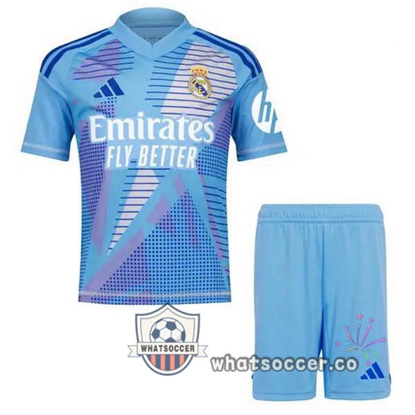 Real Madrid Kids Goalkeeper Soccer Jerseys Blue 2024-2025