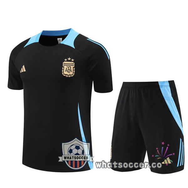 Argentina Training T-Shirts + Shorts Black 2024-2025