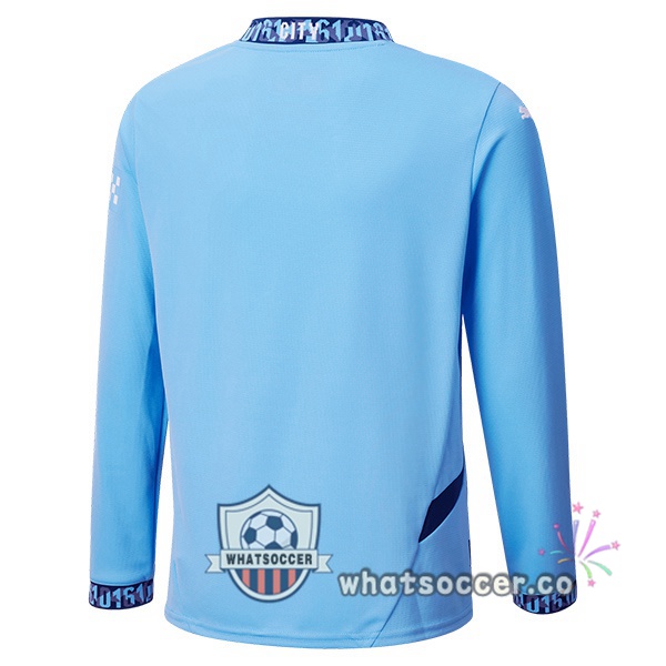 Manchester City Home Soccer Jerseys Long Sleeve Blue 2024-2025