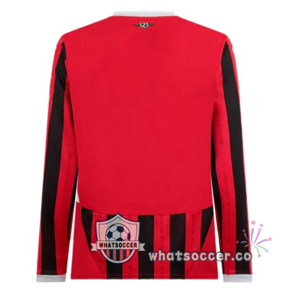 AC Milan Home Soccer Jerseys Long Sleeve Red Black 2024-2025