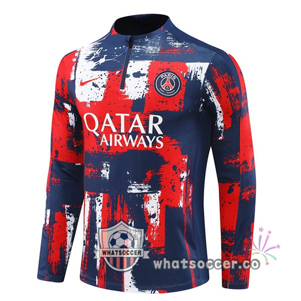 Soccer Sweater Paris PSG Red Blue 2024-2025