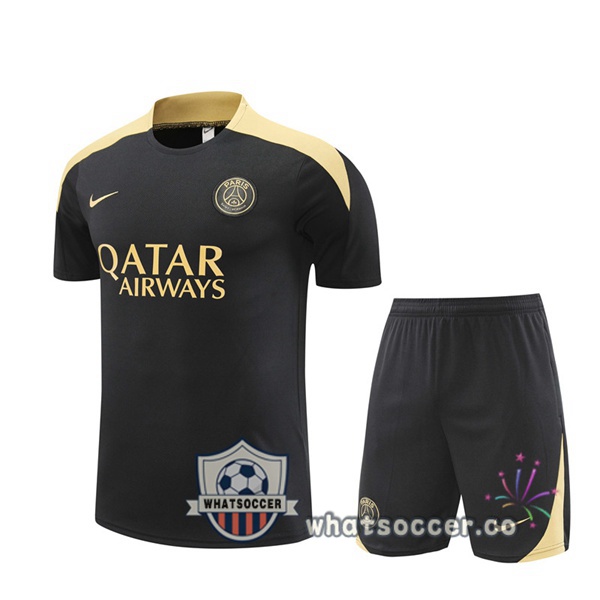Paris PSG Training T-Shirts + Shorts Black 2024-2025