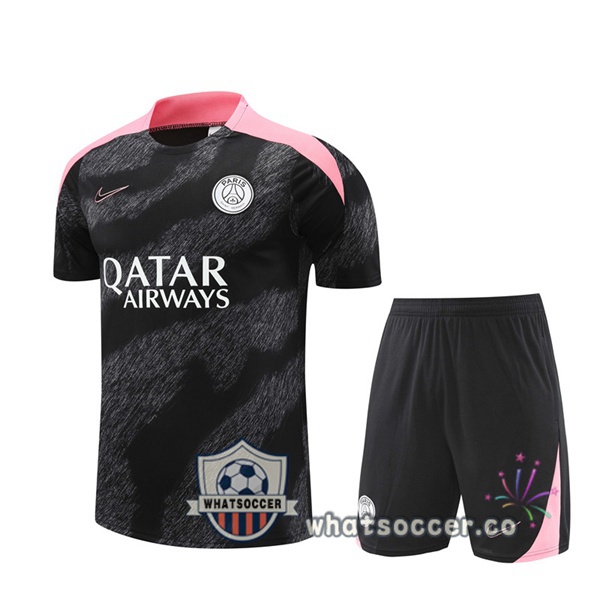 Paris PSG Training T-Shirts + Shorts Black 2024-2025