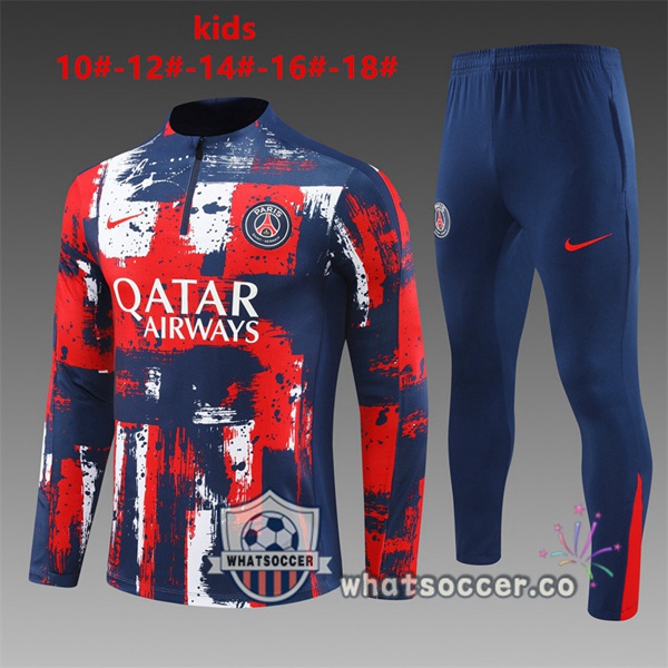 Tracksuit Paris PSG Kids Blue Royal Red 2024-2025