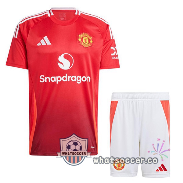 Manchester United Kids Home Soccer Jerseys Red 2024-2025