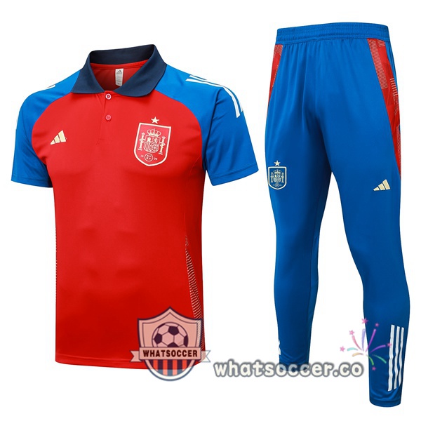 Training Polo Spain + Pants Red 2024-2025