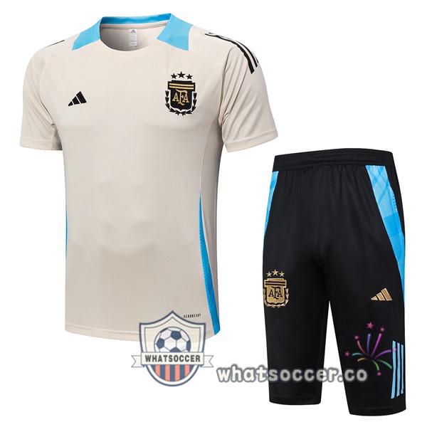 Argentina Training T-Shirts + Shorts Yellow 2024-2025