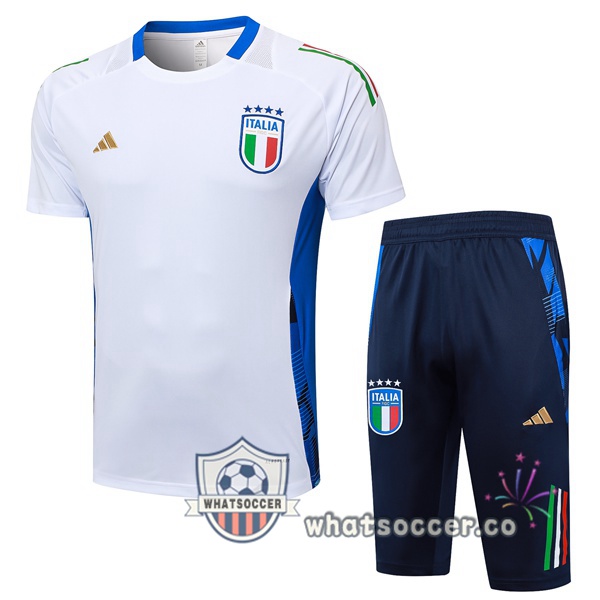 Italy Training T-Shirts + Shorts White 2024-2025