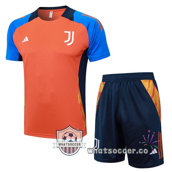 Juventus Training T-Shirts + Shorts Orange 2024-2025