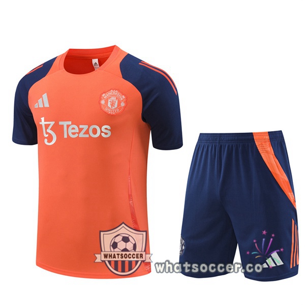 Manchester United Training T-Shirts + Shorts Orange 2024-2025