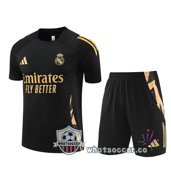 Real Madrid Training T-Shirts + Shorts Black 2024-2025