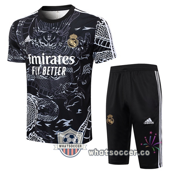 Real Madrid Training T-Shirts + Shorts Black 2024-2025