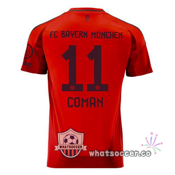 Bayern Munich (Coman 11) Home Soccer Jerseys Red 2024-2025